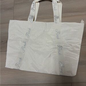 PINK Victoria's Secret White and Silver Tote